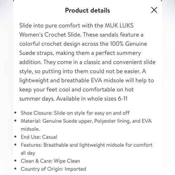 NEW Muk Luks Sandals -Crochet Slides size 7 (W) NWOT - Picture 7 of 10